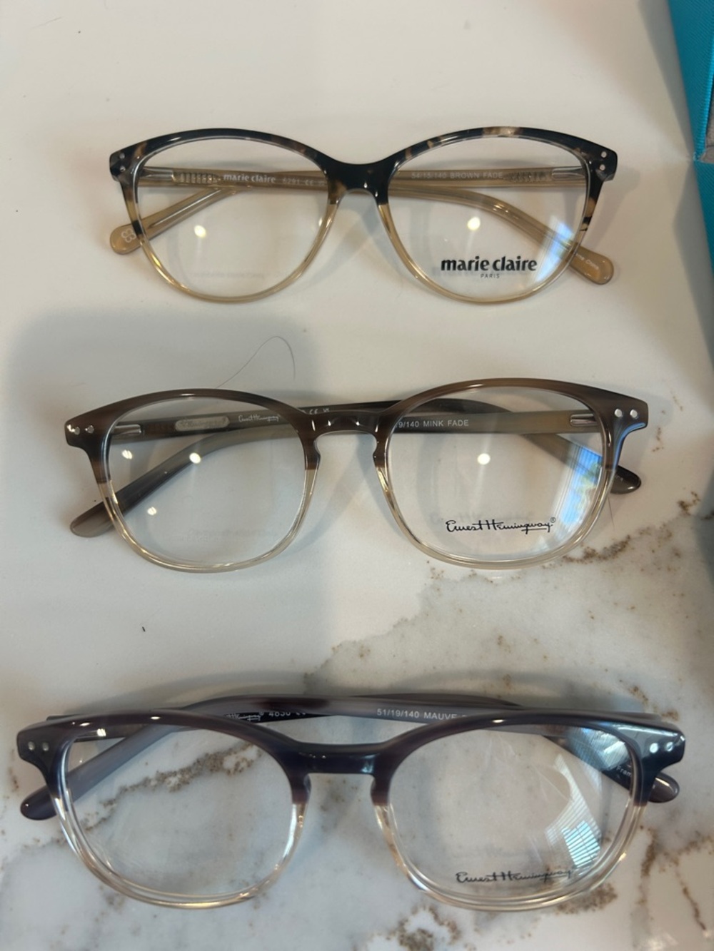 Marie Claire + Ernest Hemingway Trio of Gradient Tortoise Eyeglass Frames